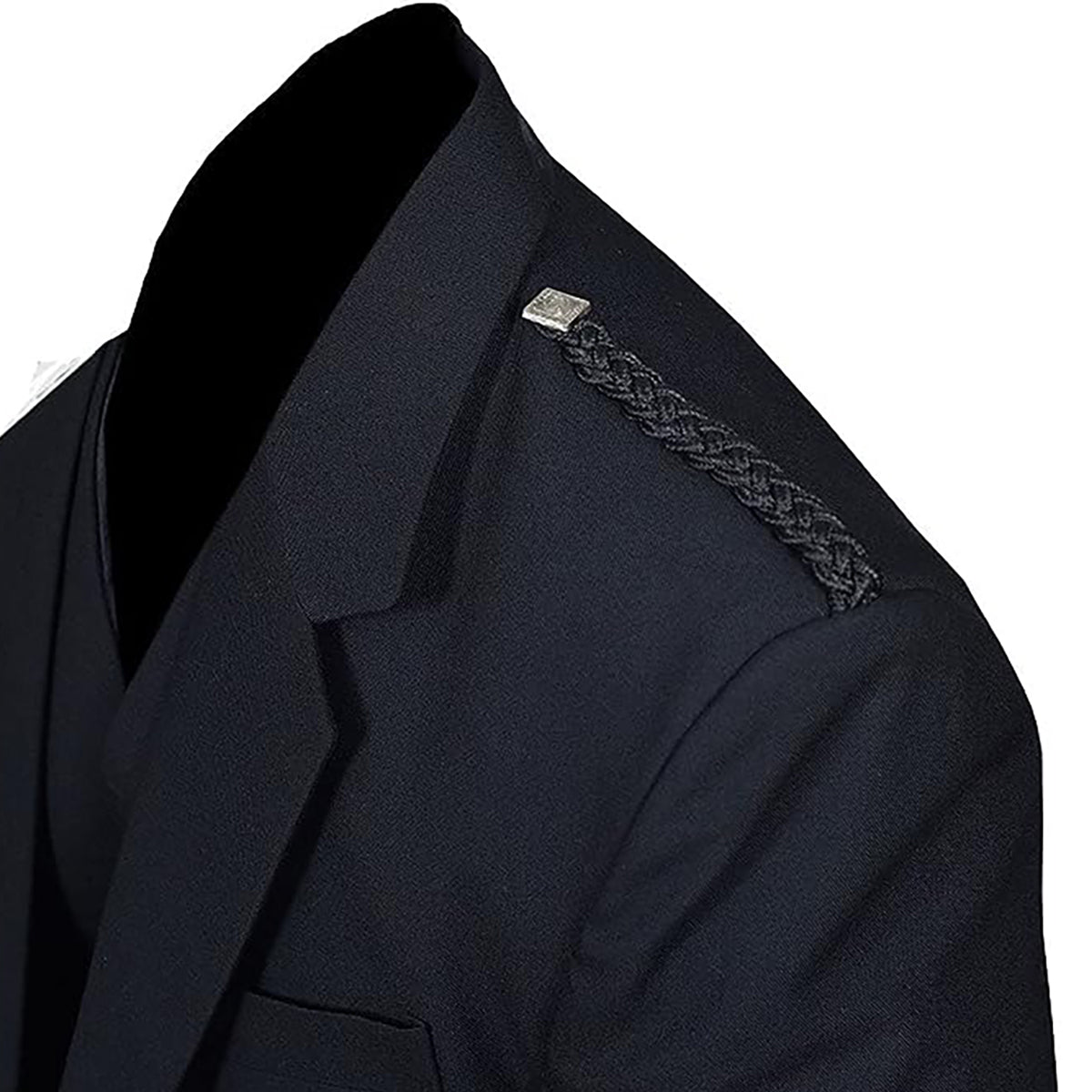 TRUESAGA - Scottish Black Argyll Kilt Jacket Finest Quality Barathea Wool Fabric With 5 Button Vest