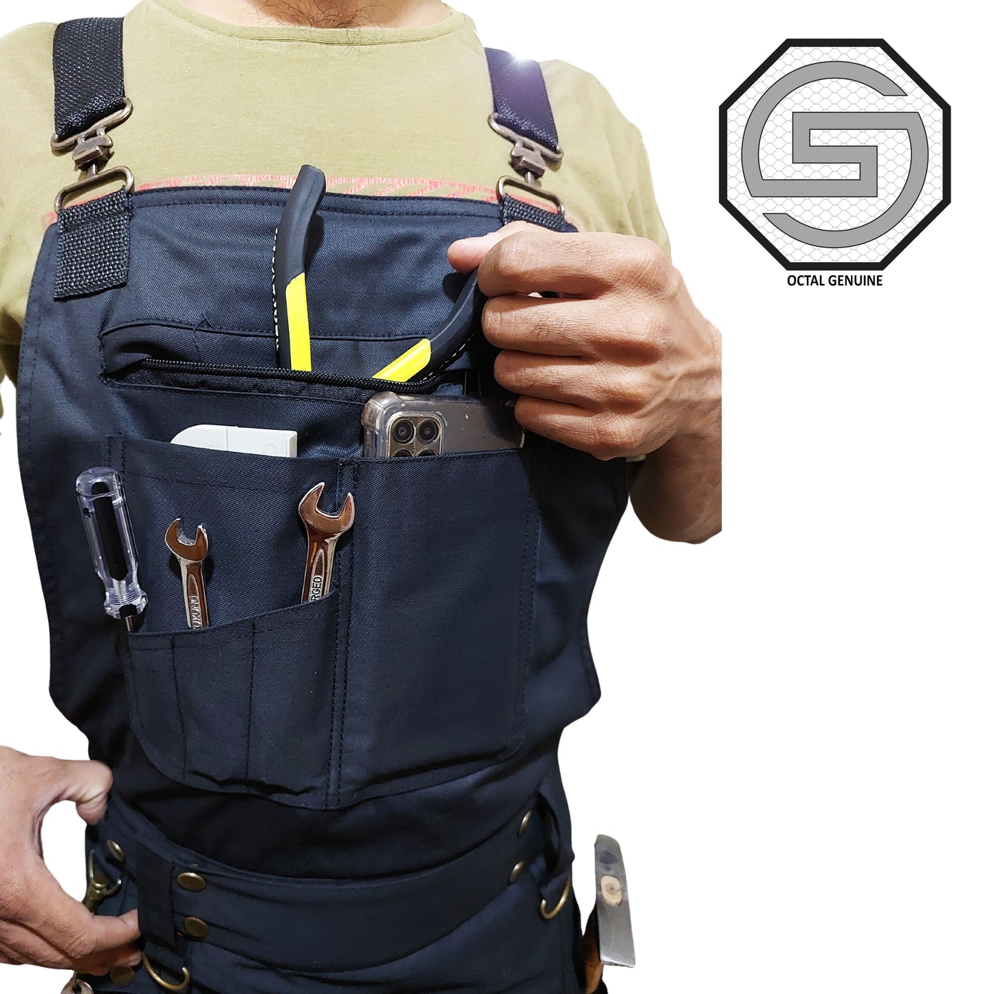 TRUESAGA - Men's Utility Overkilt Black 100% Cotton 16 Oz Heavy Fabric