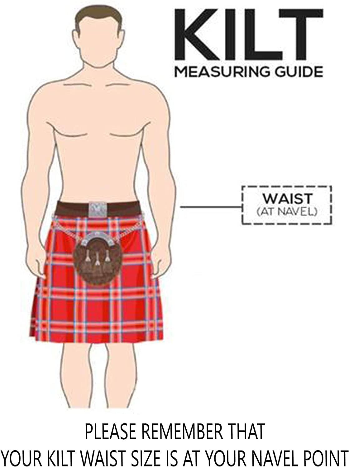 TRUESAGA - Red & Navy Deluxe Utility Fashion Kilt with Chain 100% Cotton 16-oz