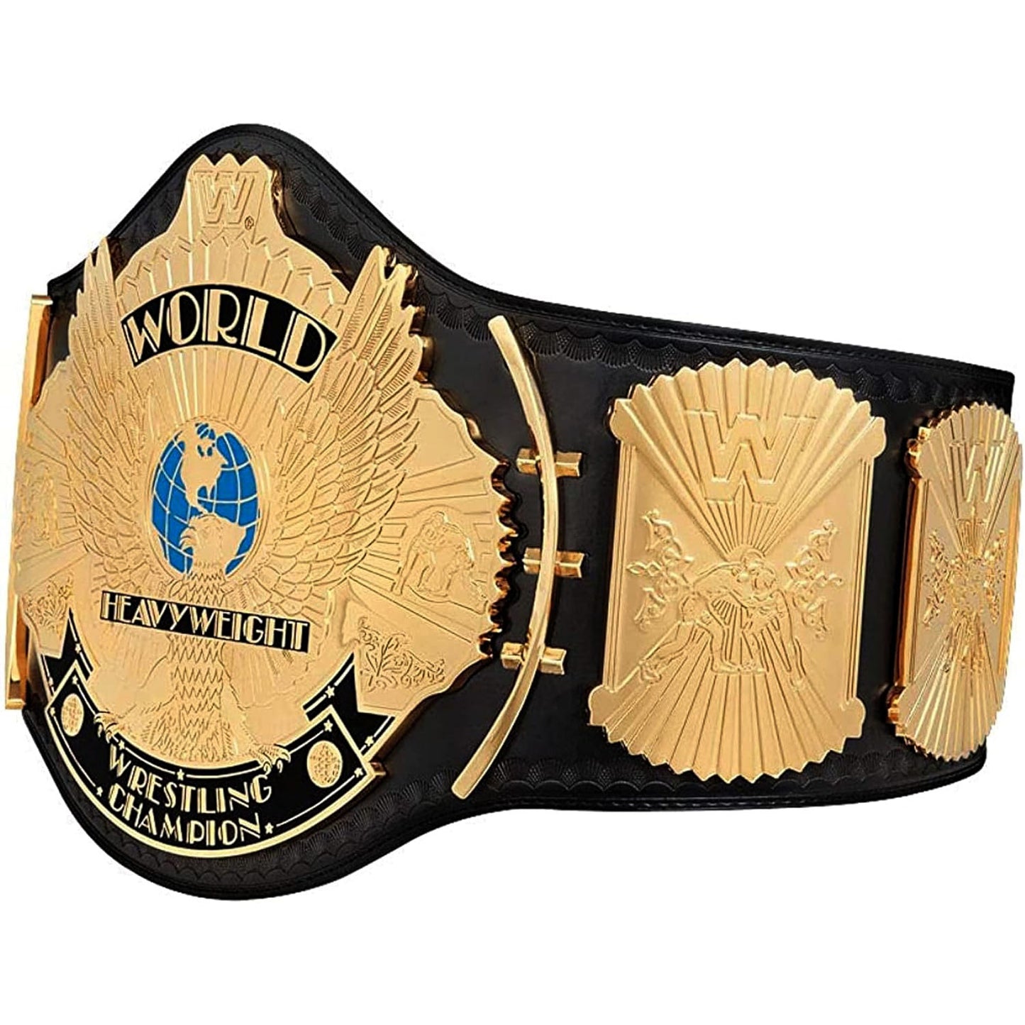 TRUESAGA - Winged Eagle Wrestling Championship Belt Class One Replica - Adult Waist Size Up to 46" - 2mm Metal Plate Genuine Leather Base