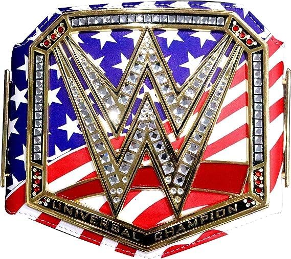 TRUESAGA - US Flag Universal Wrestling Championship Belt Class One Replica - Adult Waist Size Up to 46" - 2mm Metal Plate Genuine Leather Base