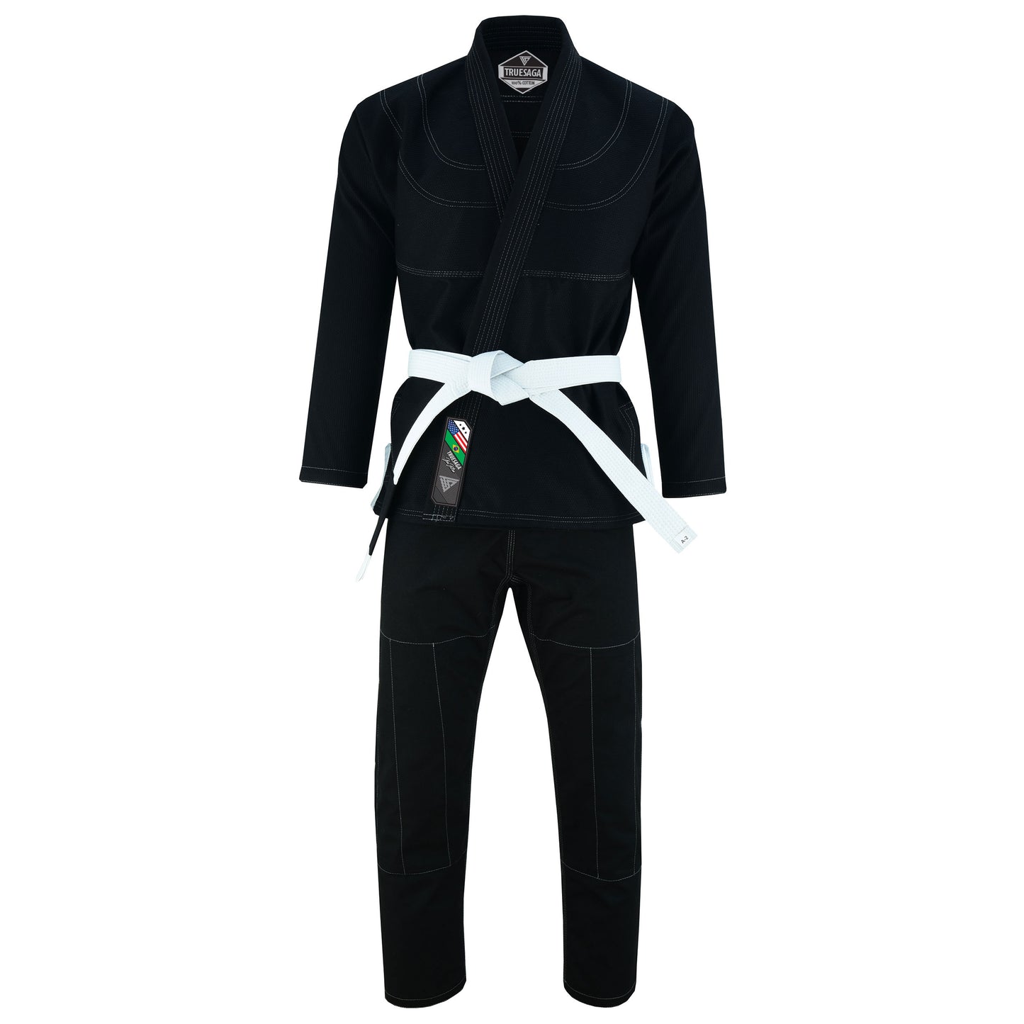 TRUESAGA - Regular Plain Jiu Jitsu Kimono Gi Uniform Deluxe BJJ Fabric - White Belt Included Kids & Adults Unisex