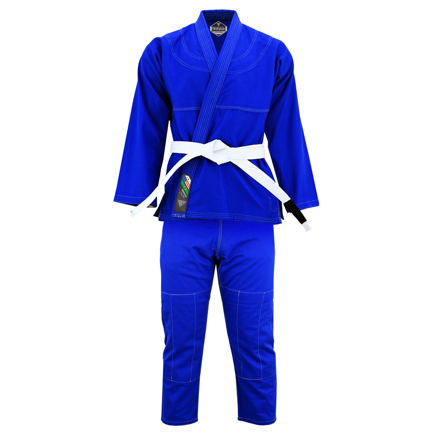 TRUESAGA - Regular Plain Jiu Jitsu Kimono Gi Uniform Deluxe BJJ Fabric - White Belt Included Kids & Adults Unisex