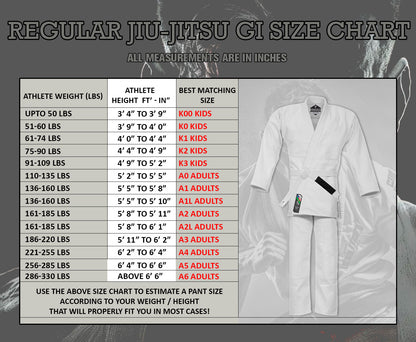 TRUESAGA - Regular Plain Jiu Jitsu Kimono Gi Uniform Deluxe BJJ Fabric - White Belt Included Kids & Adults Unisex