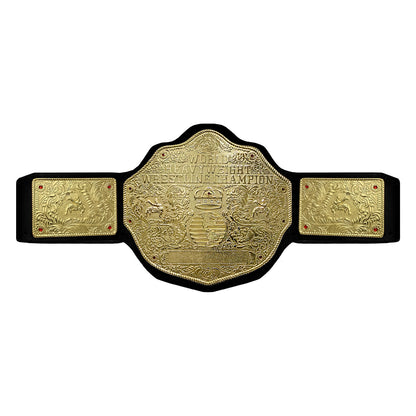 TRUESAGA - Big Gold Wrestling Championship Belt Class One Replica - Adult Waist Size Up to 46" - 4mm Metal Plate Genuine Leather Base